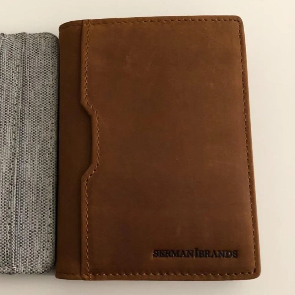 Men Brown Slim leather RFID Blocking Minimalist Card Front Pocket Wallets